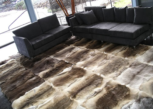 reindeer patchwork rug